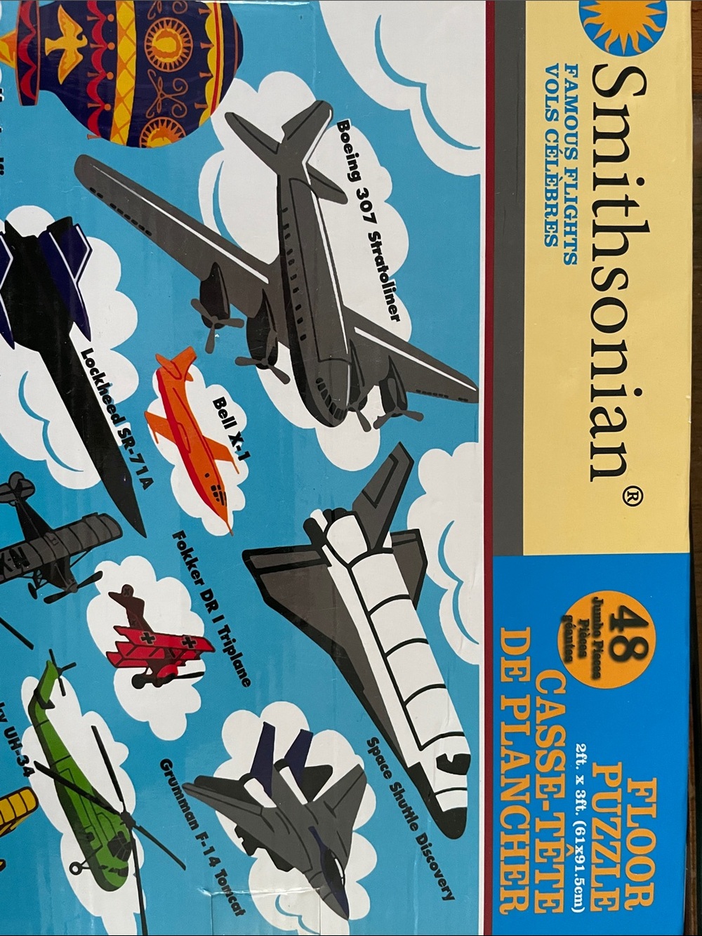 Smithsonian Kids Floor Puzzle - Blue Airplanes & Spacecraft Design